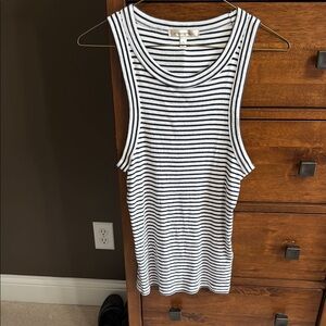 Banana Republic Blue and White Ribbed Tank Top